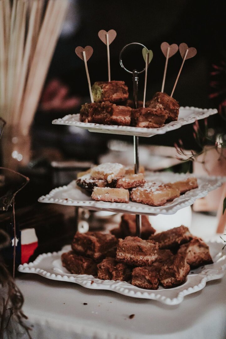 pastries on cake stands